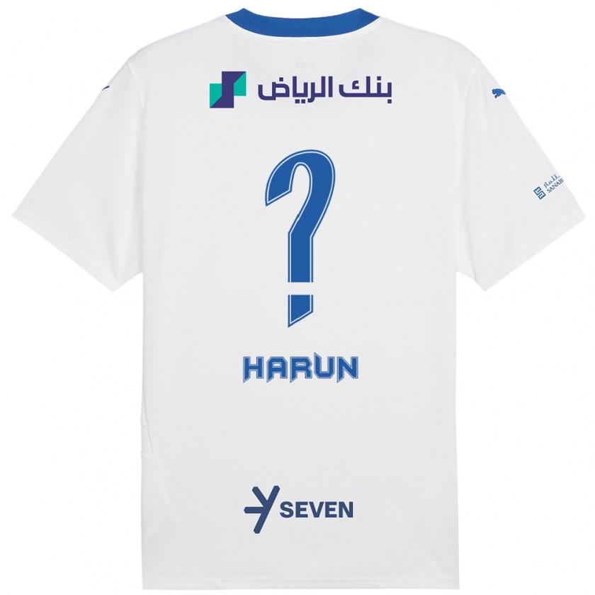 Kandiny Uomo Maglia Saud Harun #0 Bianco Blu Kit Gara Away 2024/25 Maglietta