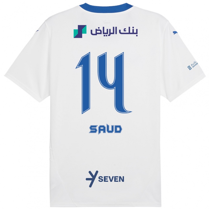 Kandiny Uomo Maglia Nouf Saud #14 Bianco Blu Kit Gara Away 2024/25 Maglietta