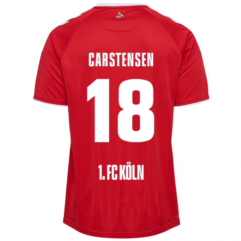 Kandiny Uomo Maglia Rasmus Carstensen #18 Rosso Bianco Kit Gara Away 2024/25 Maglietta