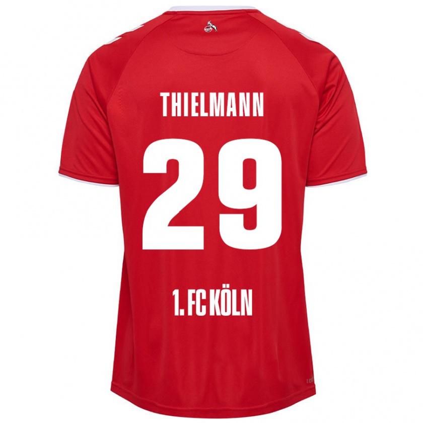 Kandiny Hombre Camiseta Jan Thielmann #29 Rojo Blanco 2ª Equipación 2024/25 La Camisa