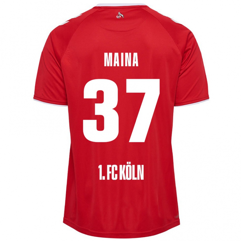 Kandiny Uomo Maglia Linton Maina #37 Rosso Bianco Kit Gara Away 2024/25 Maglietta