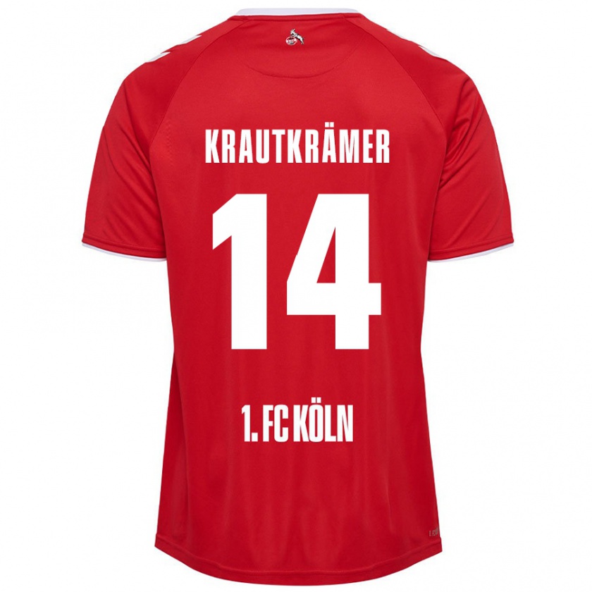 Kandiny Hombre Camiseta Jakob Krautkrämer #14 Rojo Blanco 2ª Equipación 2024/25 La Camisa