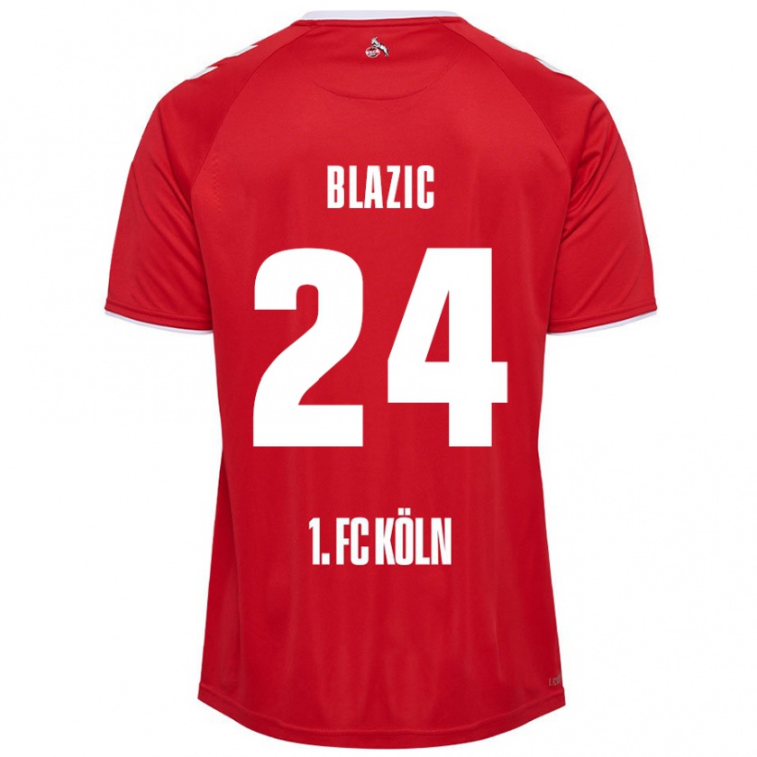 Kandiny Hombre Camiseta Alessandro Blazic #24 Rojo Blanco 2ª Equipación 2024/25 La Camisa