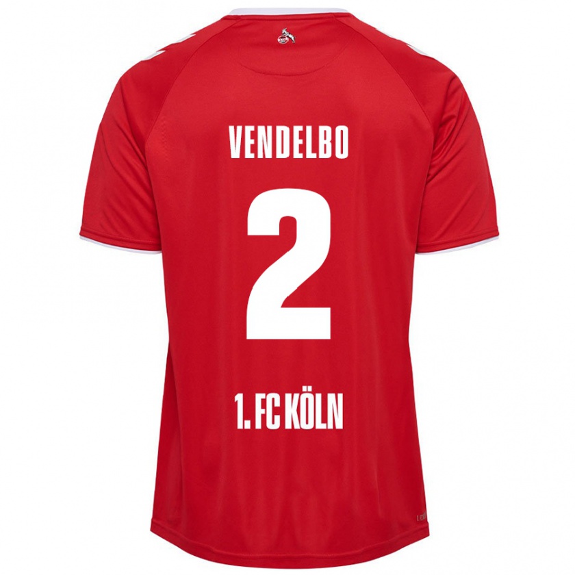 Kandiny Uomo Maglia Sofie Vendelbo #2 Rosso Bianco Kit Gara Away 2024/25 Maglietta