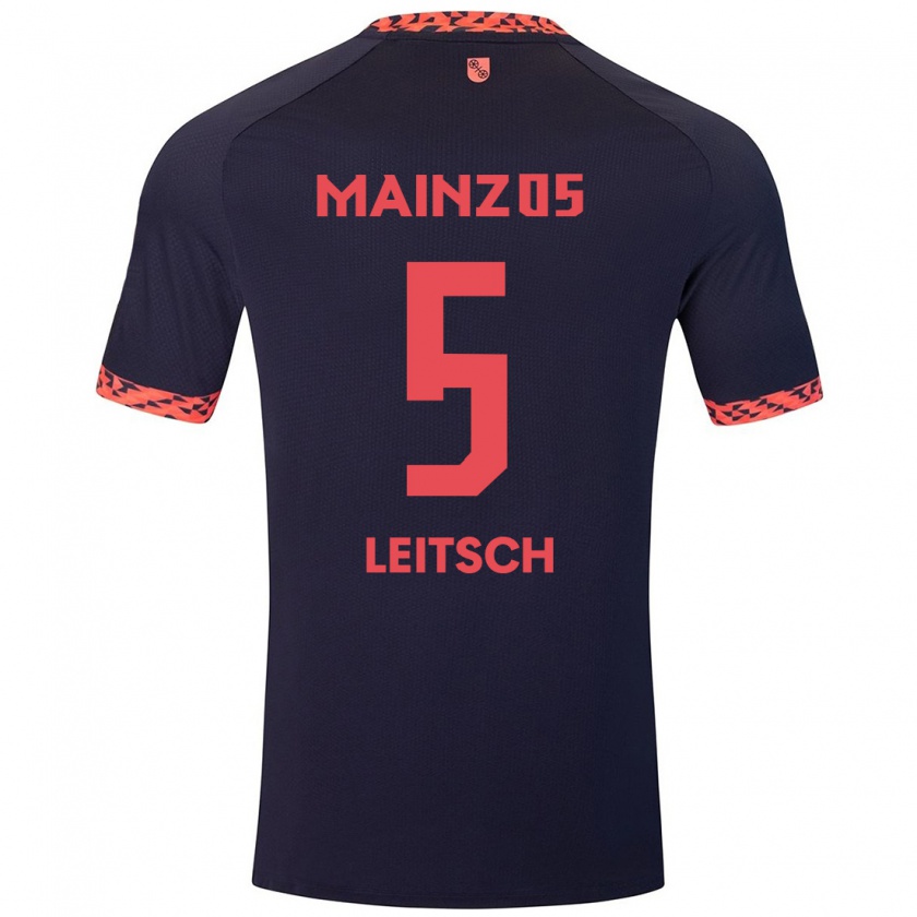 Kandiny Herren Maxim Leitsch #5 Blau Korallenrot Auswärtstrikot Trikot 2024/25 T-Shirt Österreich