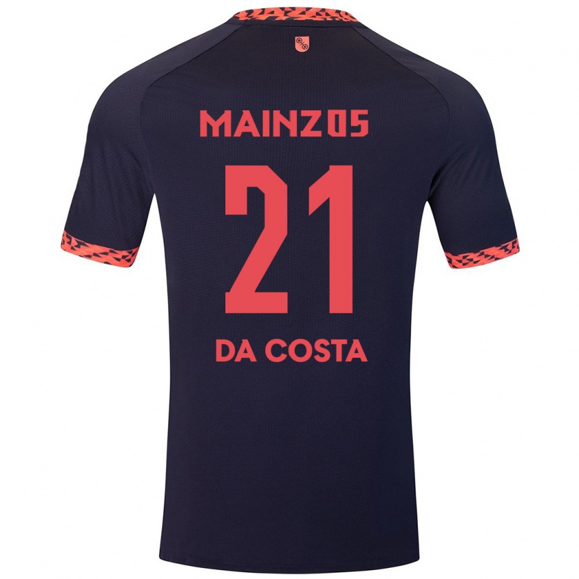 Kandiny Uomo Maglia Danny Da Costa #21 Blu Corallo Rosso Kit Gara Away 2024/25 Maglietta