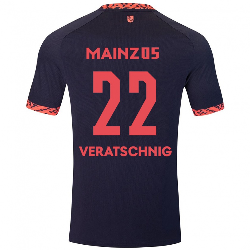 Kandiny Herren Nikolas Veratschnig #22 Blau Korallenrot Auswärtstrikot Trikot 2024/25 T-Shirt Österreich