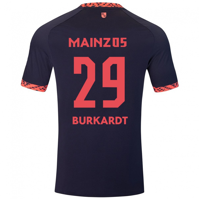 Kandiny Uomo Maglia Jonathan Burkardt #29 Blu Corallo Rosso Kit Gara Away 2024/25 Maglietta