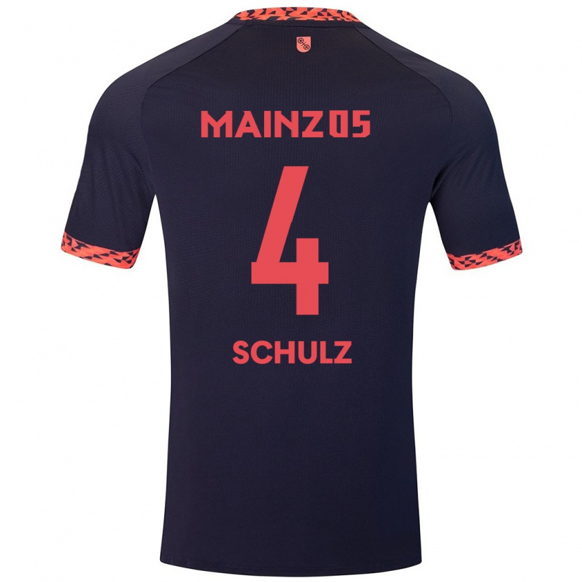 Kandiny Uomo Maglia Philipp Schulz #4 Blu Corallo Rosso Kit Gara Away 2024/25 Maglietta