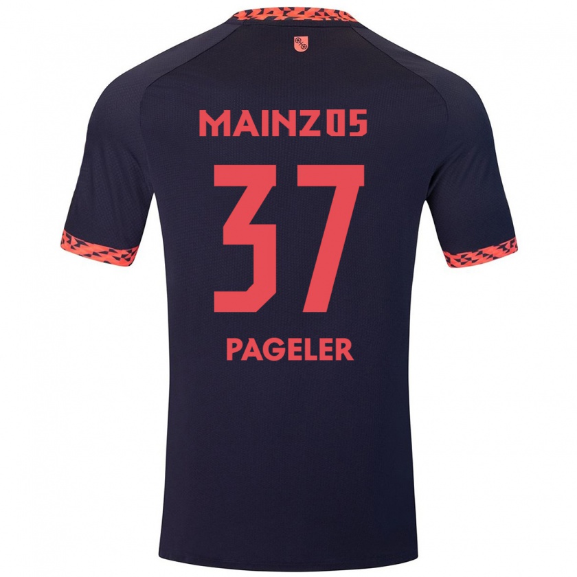 Kandiny Uomo Maglia Maja Pageler #37 Blu Corallo Rosso Kit Gara Away 2024/25 Maglietta