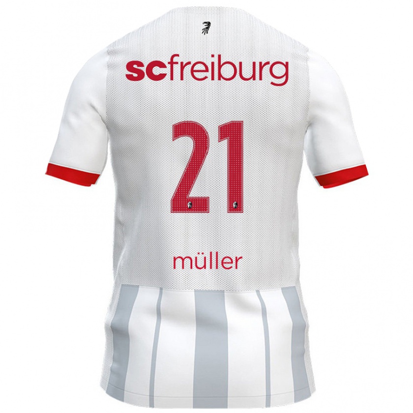 Kandiny Hombre Camiseta Florian Müller #21 Blanco Gris 2ª Equipación 2024/25 La Camisa