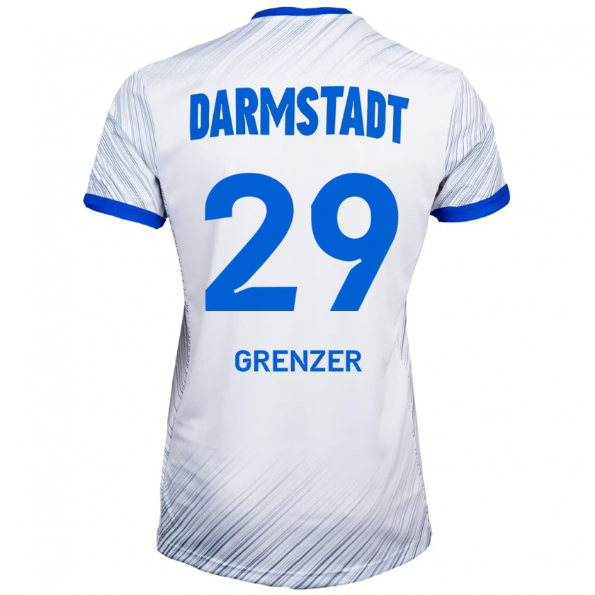 Kandiny Herren Mika Grenzer #29 Weiß Blau Auswärtstrikot Trikot 2024/25 T-Shirt Österreich