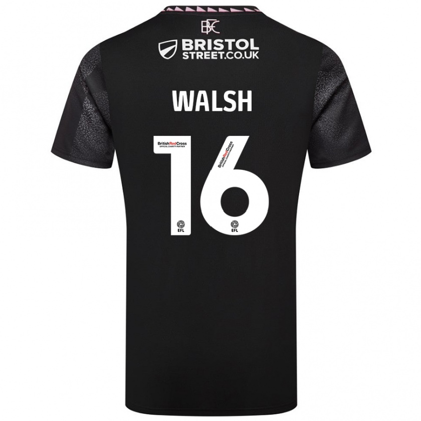 Kandiny Hombre Camiseta Lucy Walsh #16 Negro 2ª Equipación 2024/25 La Camisa México