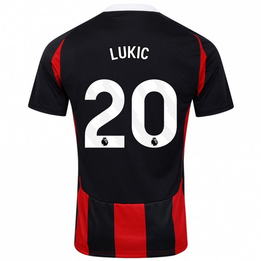 Kandiny Hombre Camiseta Saša Lukić #20 Negro Rojo 2ª Equipación 2024/25 La Camisa