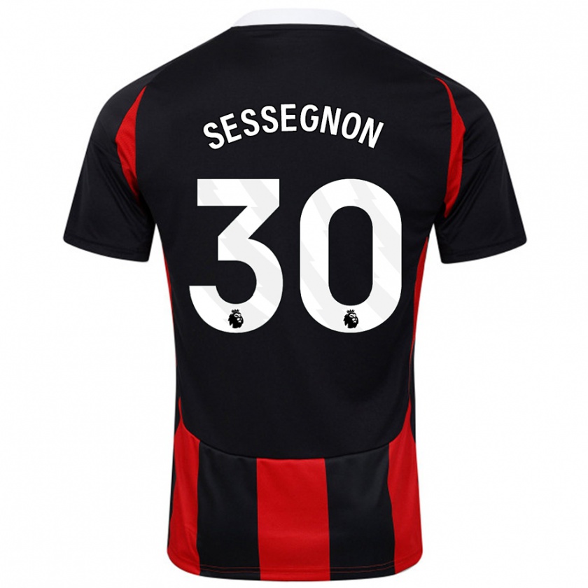 Kandiny Uomo Maglia Ryan Sessegnon #30 Nero Rosso Kit Gara Away 2024/25 Maglietta