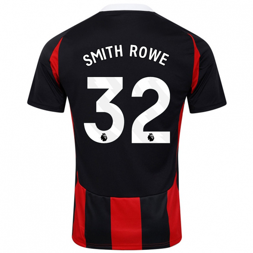 Kandiny Män Emile Smith Rowe #32 Svart Röd Bortatröja Matchtröjor 2024/25 Tröjor T-Tröja