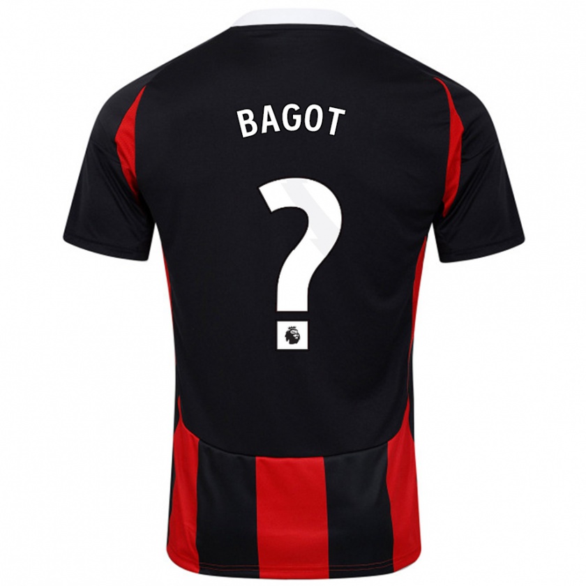 Kandiny Uomo Maglia Matthew Bagot #0 Nero Rosso Kit Gara Away 2024/25 Maglietta