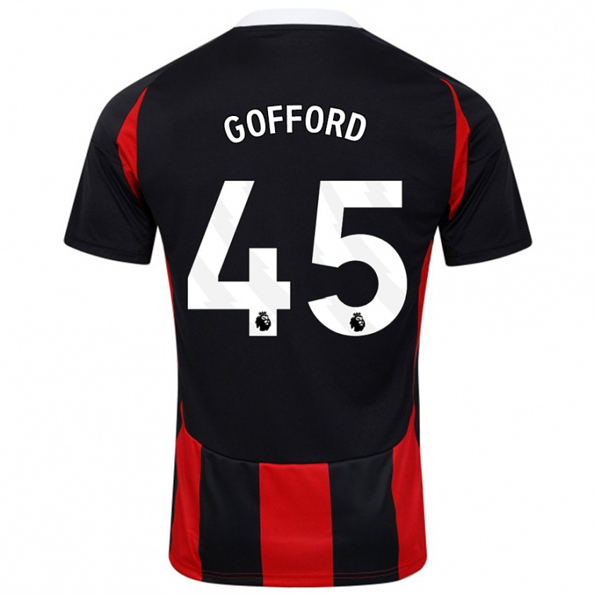 Kandiny Hombre Camiseta Oliver Gofford #45 Negro Rojo 2ª Equipación 2024/25 La Camisa