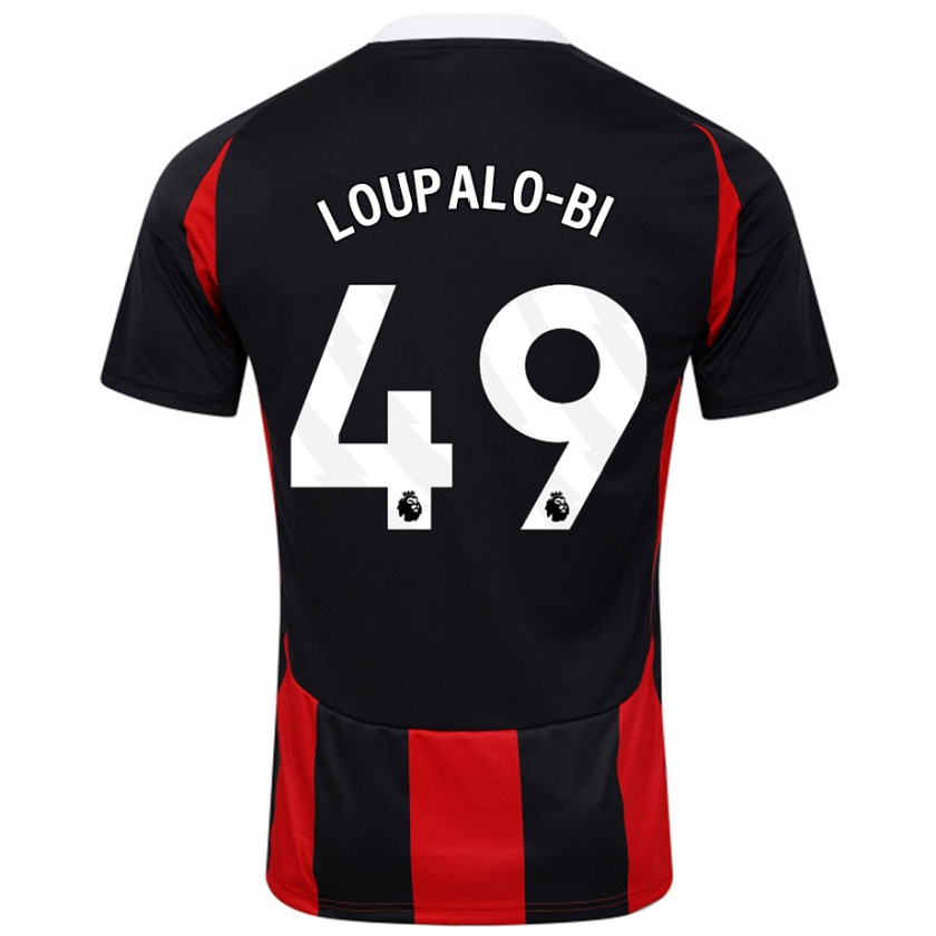 Kandiny Uomo Maglia Aaron Loupalo-Bi #49 Nero Rosso Kit Gara Away 2024/25 Maglietta