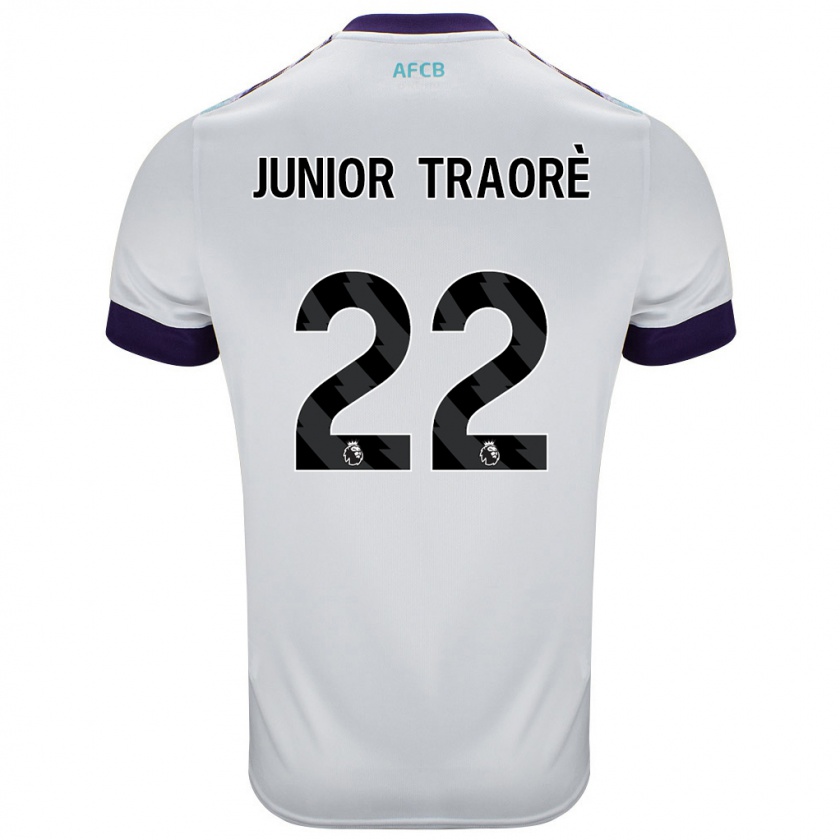 Kandiny Hombre Camiseta Hamed Junior Traorè #22 Blanco Verde Púrpura 2ª Equipación 2024/25 La Camisa