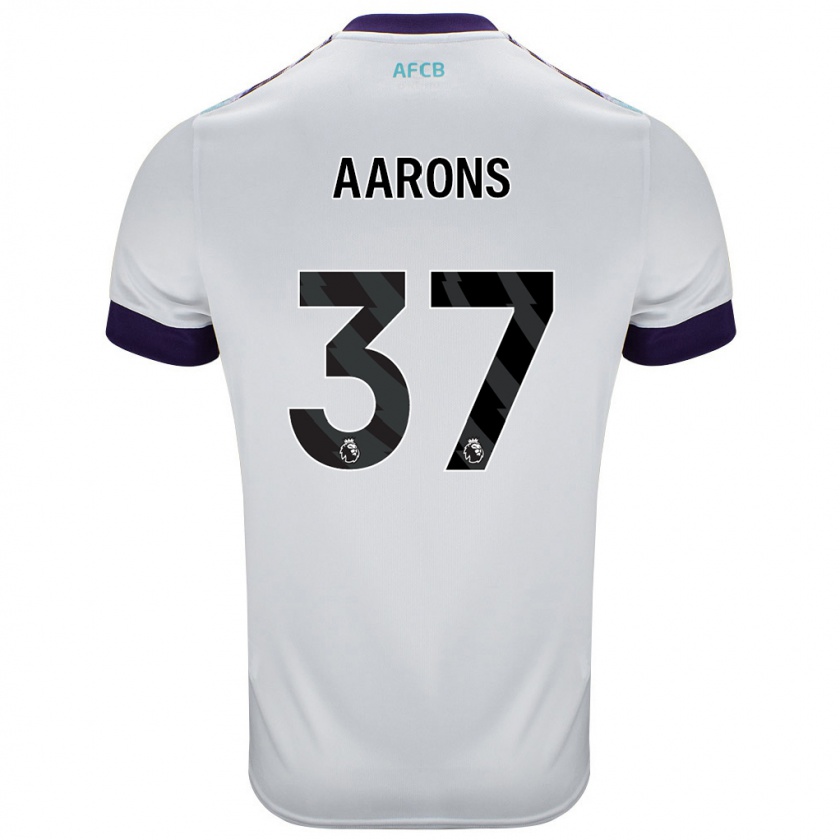 Kandiny Hombre Camiseta Max Aarons #37 Blanco Verde Púrpura 2ª Equipación 2024/25 La Camisa