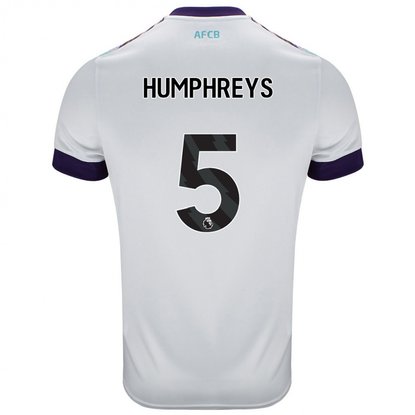 Kandiny Uomo Maglia Holly Humphreys #5 Bianco Verde Viola Kit Gara Away 2024/25 Maglietta