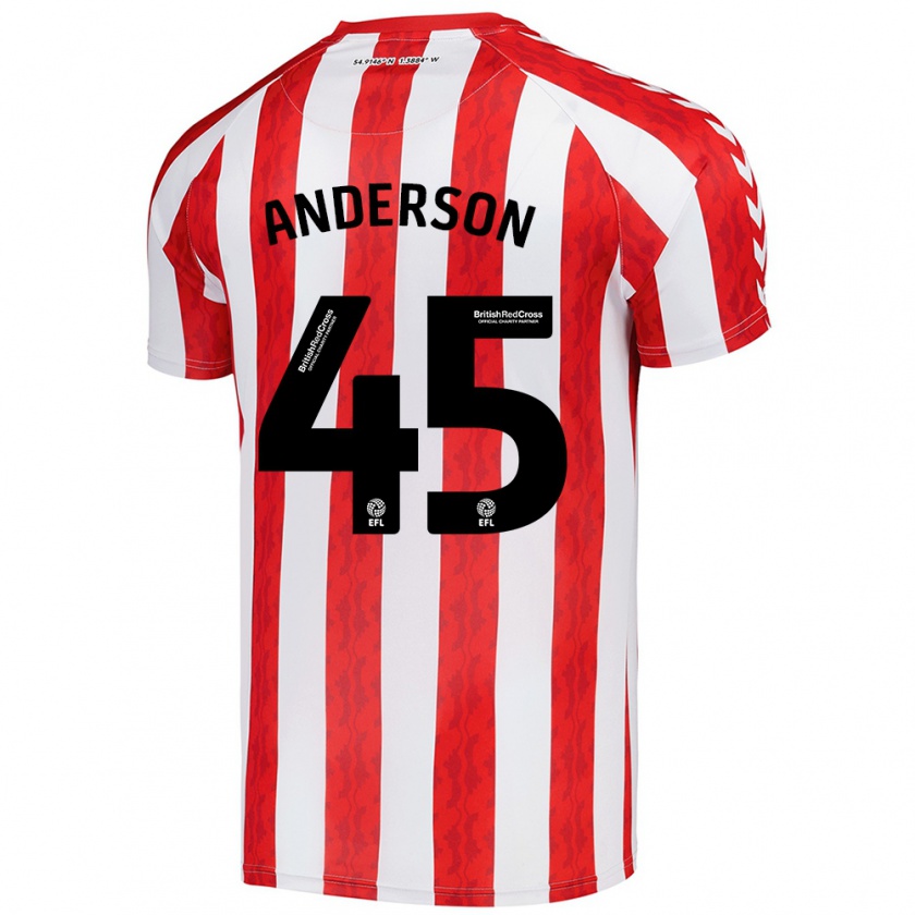 Kandiny Mujer Camiseta Joe Anderson #45 Rojo Blanco 1ª Equipación 2024/25 La Camisa