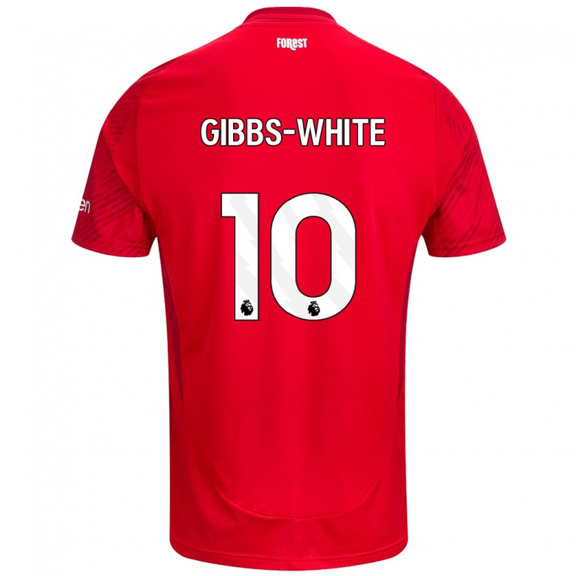 Kandiny Donna Maglia Morgan Gibbs-White #10 Rosso Bianco Kit Gara Home 2024/25 Maglietta