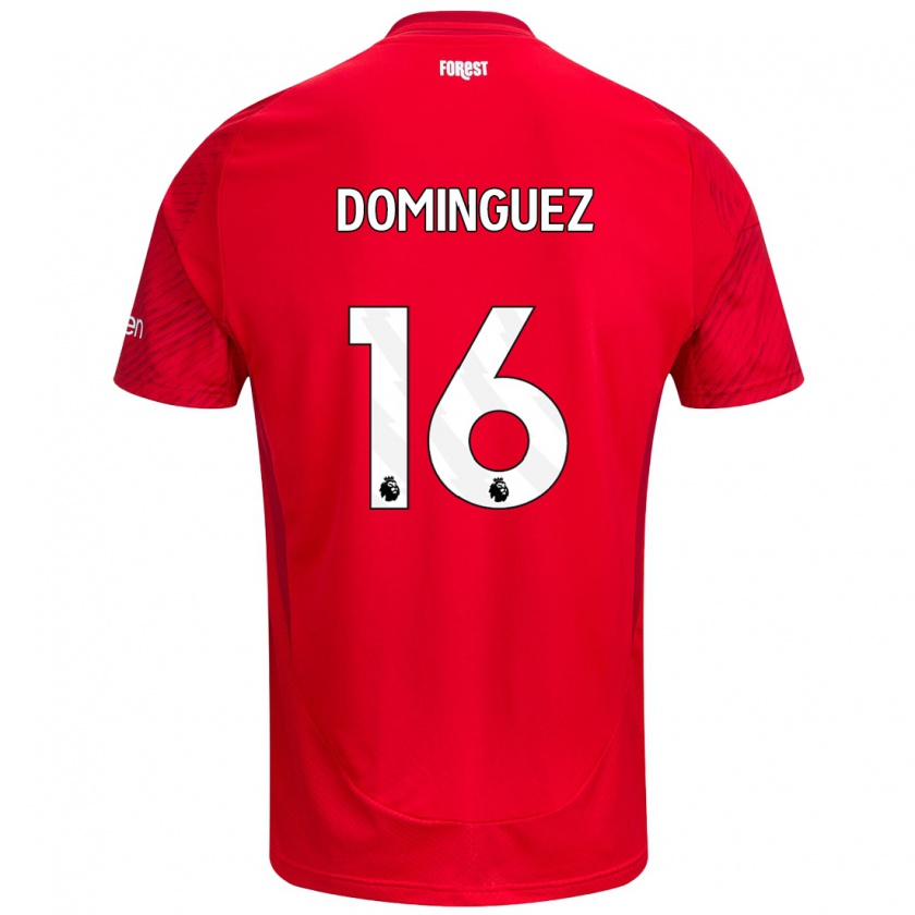 Kandiny Mujer Camiseta Nicolás Domínguez #16 Rojo Blanco 1ª Equipación 2024/25 La Camisa