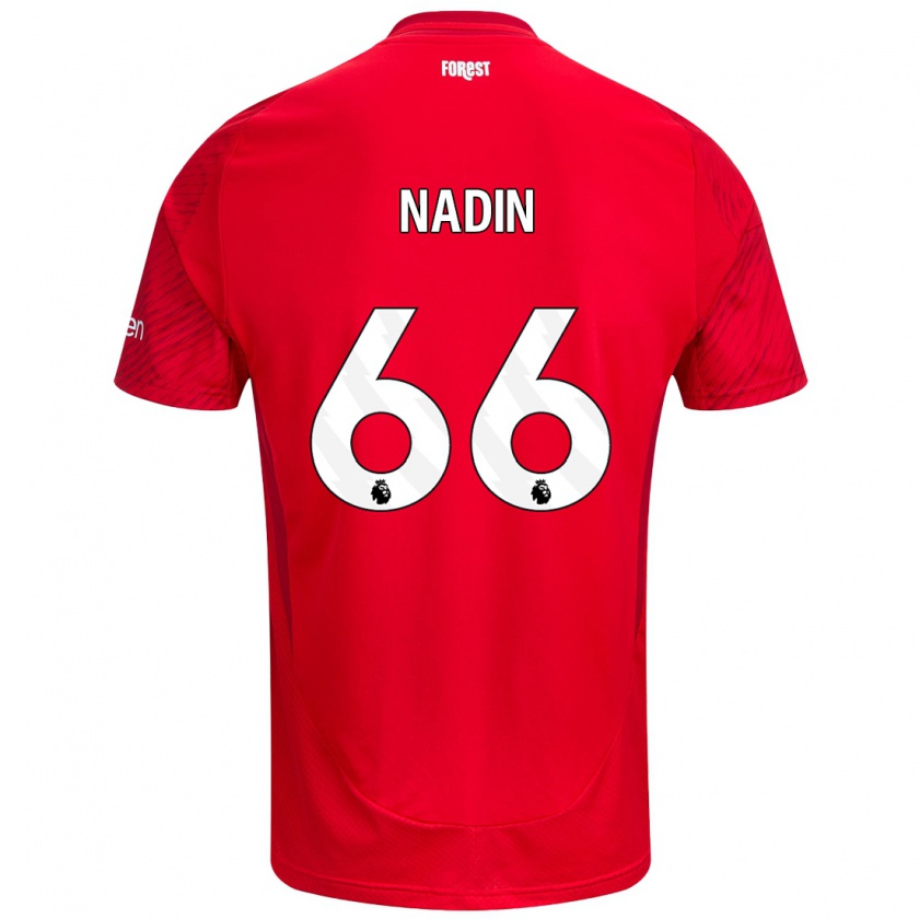 Kandiny Mujer Camiseta Jack Nadin #66 Rojo Blanco 1ª Equipación 2024/25 La Camisa México