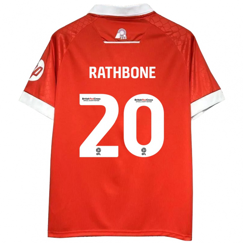 Kandiny Mujer Camiseta Ollie Rathbone #20 Rojo Blanco 1ª Equipación 2024/25 La Camisa