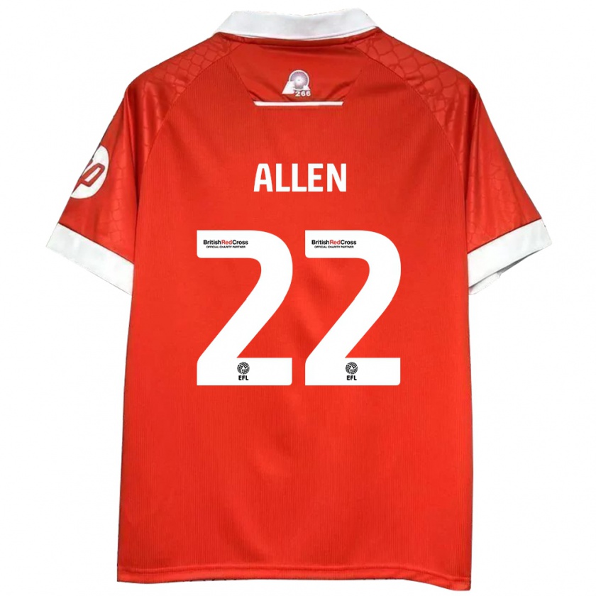 Kandiny Dames Keren Allen #22 Rood Wit Thuisshirt Thuistenue 2024/25 T-Shirt België