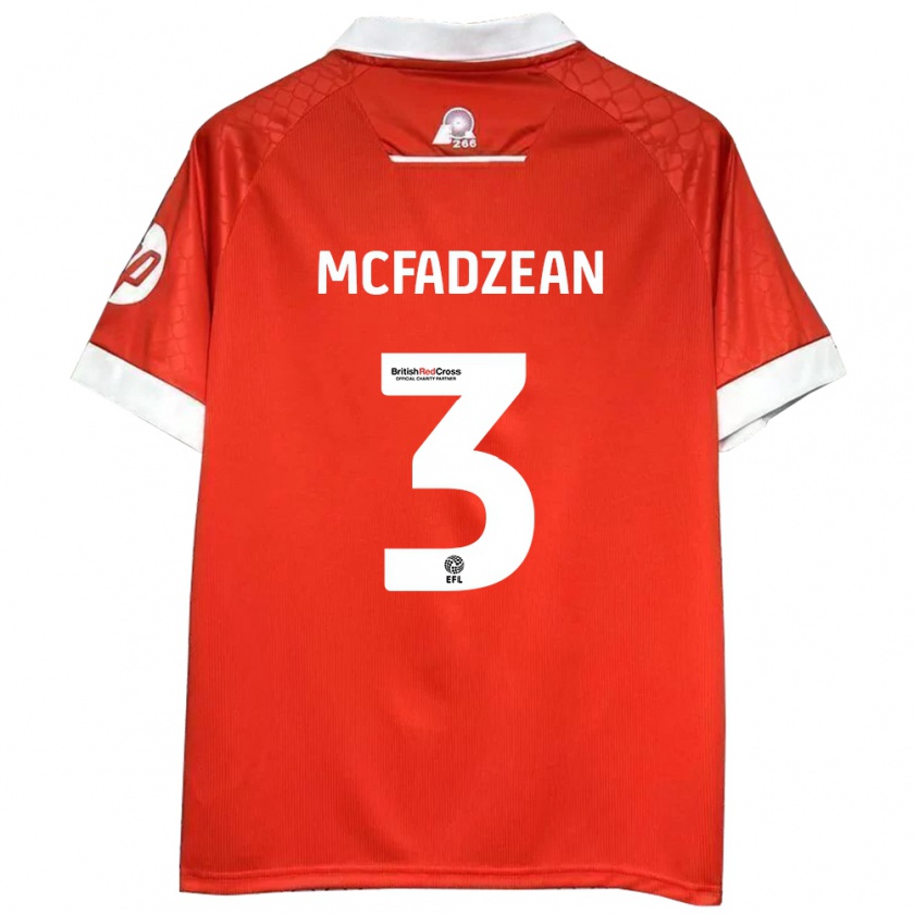 Kandiny Donna Maglia Callum Mcfadzean #3 Rosso Bianco Kit Gara Home 2024/25 Maglietta