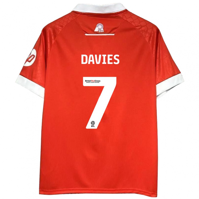 Kandiny Dames Jordan Davies #7 Rood Wit Thuisshirt Thuistenue 2024/25 T-Shirt