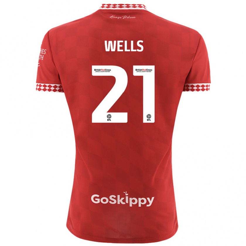 Kandiny Kobiety Nahki Wells #21 Czerwony Domowa Koszulka 2024/25 Koszulki Klubowe