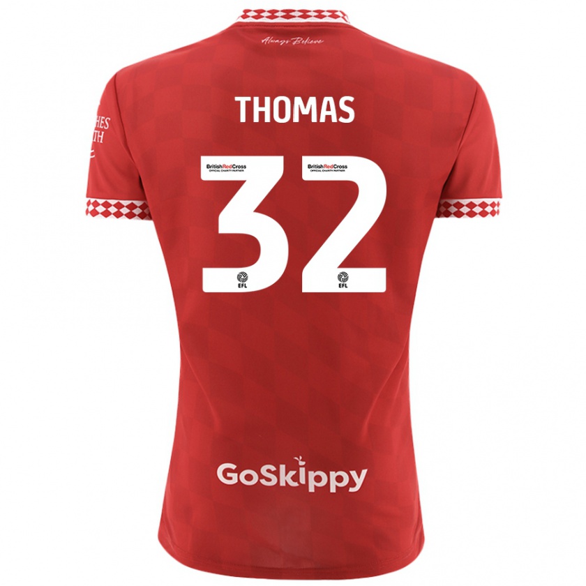 Kandiny Kvinnor Lewis Thomas #32 Röd Hemmatröja Matchtröjor 2024/25 Tröjor T-Tröja