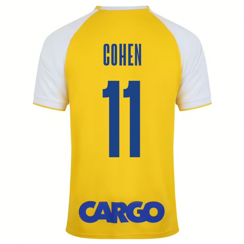 Kandiny Mujer Camiseta Yonatan Cohen #11 Amarillo Blanco 1ª Equipación 2024/25 La Camisa