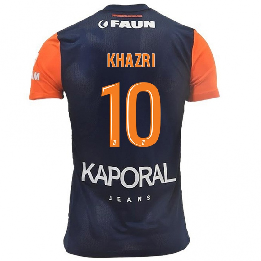 Kandiny Donna Maglia Wahbi Khazri #10 Blu Navy Arancione Kit Gara Home 2024/25 Maglietta