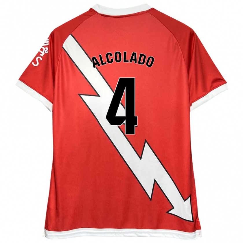 Kandiny Mujer Camiseta Jaime Alcolado #4 Blanco Rojo 1ª Equipación 2024/25 La Camisa México