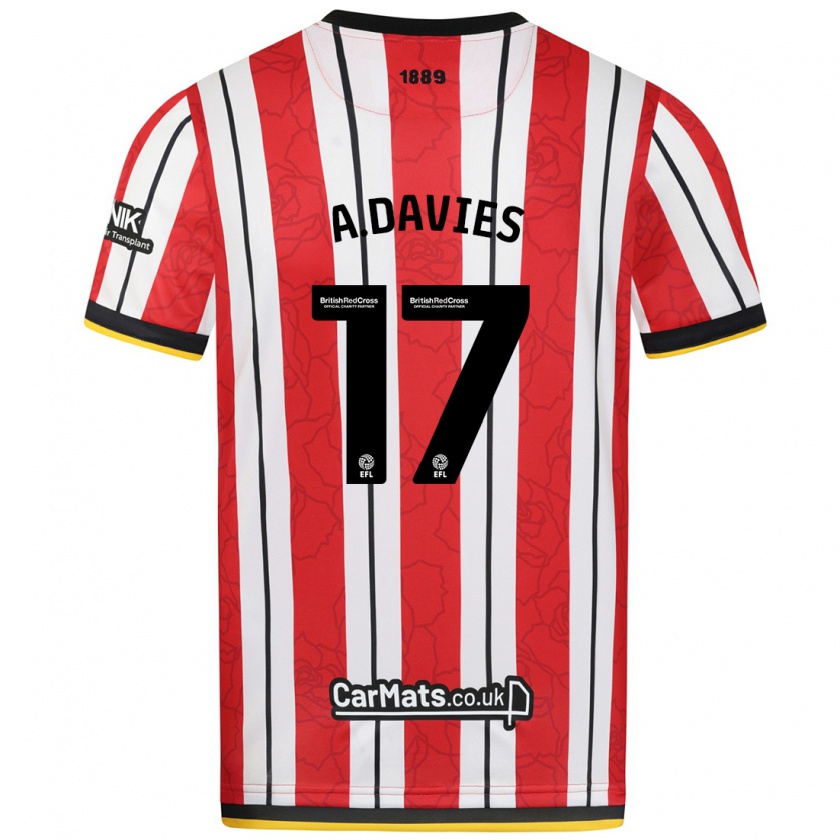 Kandiny Dames Adam Davies #17 Rood Witte Strepen Thuisshirt Thuistenue 2024/25 T-Shirt