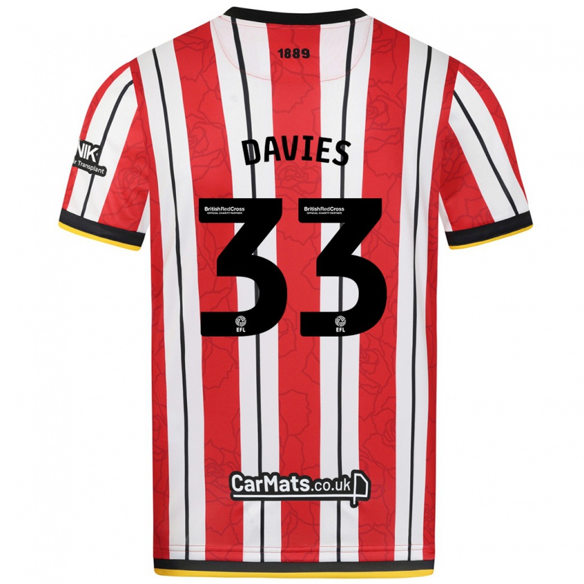 Kandiny Mujer Camiseta Bethan Davies #33 Rojo Blanco Rayas 1ª Equipación 2024/25 La Camisa