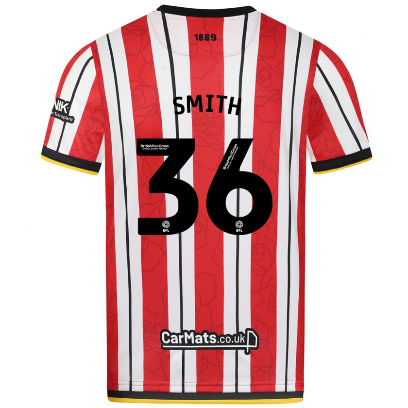 Kandiny Mujer Camiseta Joshua Smith #36 Rojo Blanco Rayas 1ª Equipación 2024/25 La Camisa