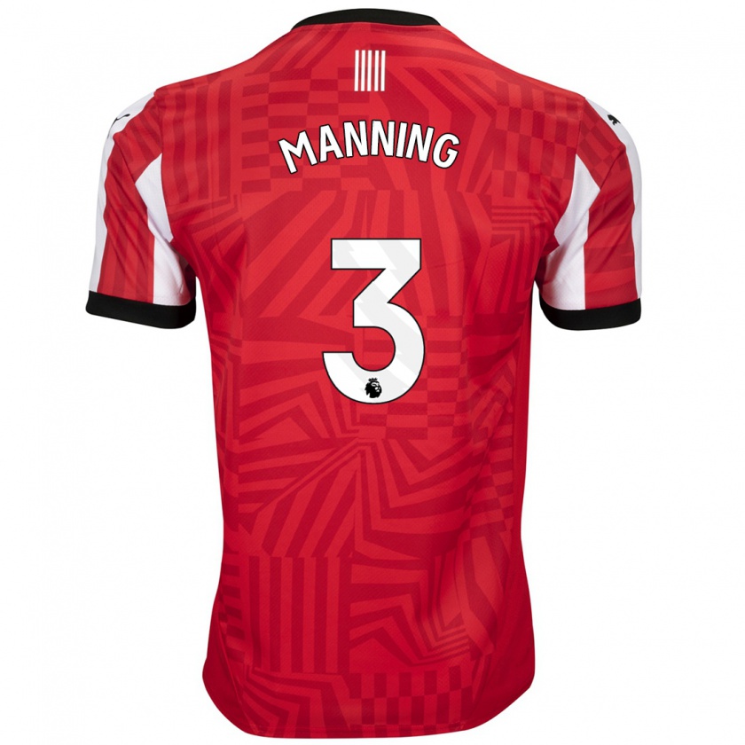 Kandiny Mujer Camiseta Ryan Manning #3 Rojo Blanco 1ª Equipación 2024/25 La Camisa México