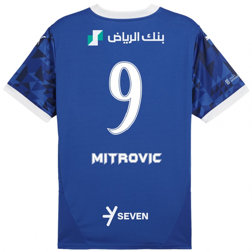 Kandiny Donna Maglia Aleksandar Mitrović #9 Blu Scuro Bianco Kit Gara Home 2024/25 Maglietta