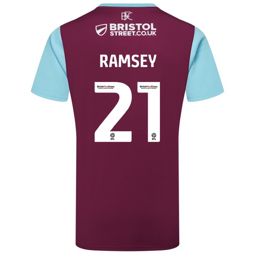 Kandiny Kobiety Aaron Ramsey #21 Burgundowy Błękitny Niebo Domowa Koszulka 2024/25 Koszulki Klubowe