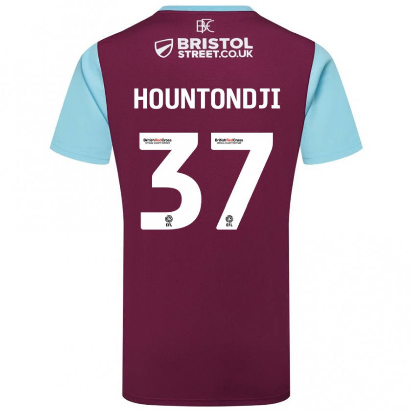 Kandiny Donna Maglia Andreas Hountondji #37 Borgogna Azzurro Kit Gara Home 2024/25 Maglietta