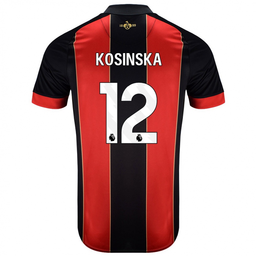 Kandiny Damen Daniela Kosinska #12 Rot Schwarz Heimtrikot Trikot 2024/25 T-Shirt Österreich