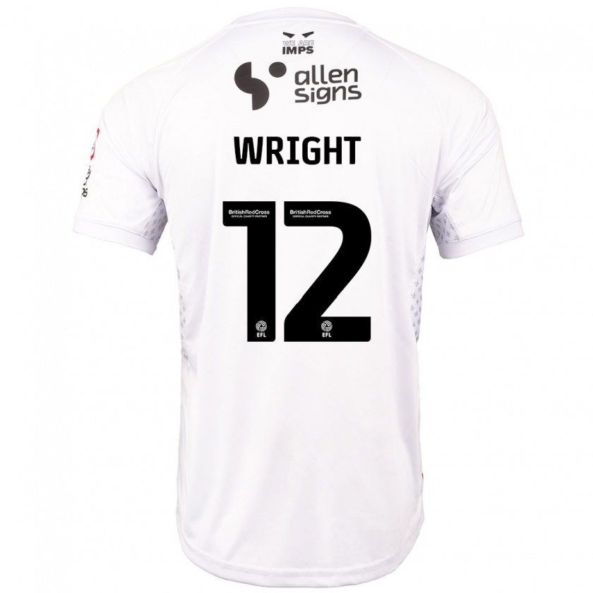 Kandiny Mujer Camiseta Jordan Wright #12 Rojo Blanco 2ª Equipación 2024/25 La Camisa