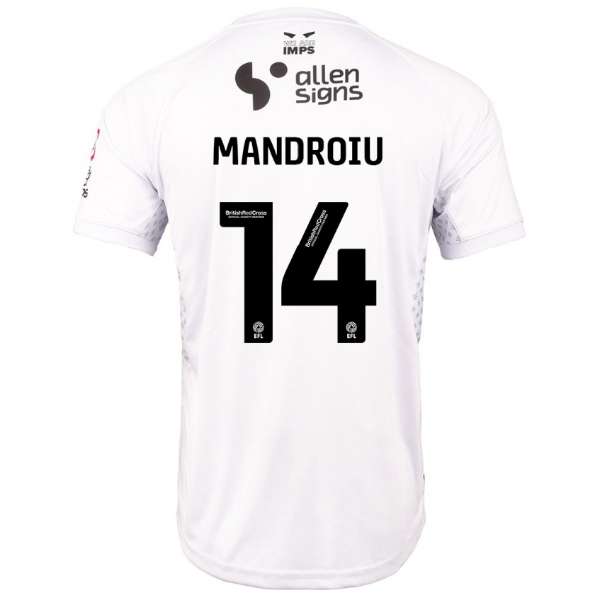 Kandiny Donna Maglia Daniel Mandroiu #14 Rosso Bianco Kit Gara Away 2024/25 Maglietta