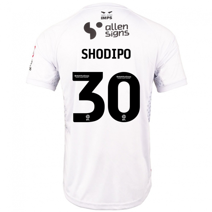 Kandiny Mujer Camiseta Olamide Shodipo #30 Rojo Blanco 2ª Equipación 2024/25 La Camisa